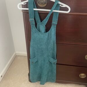 Teal Corduroy Overall Dress